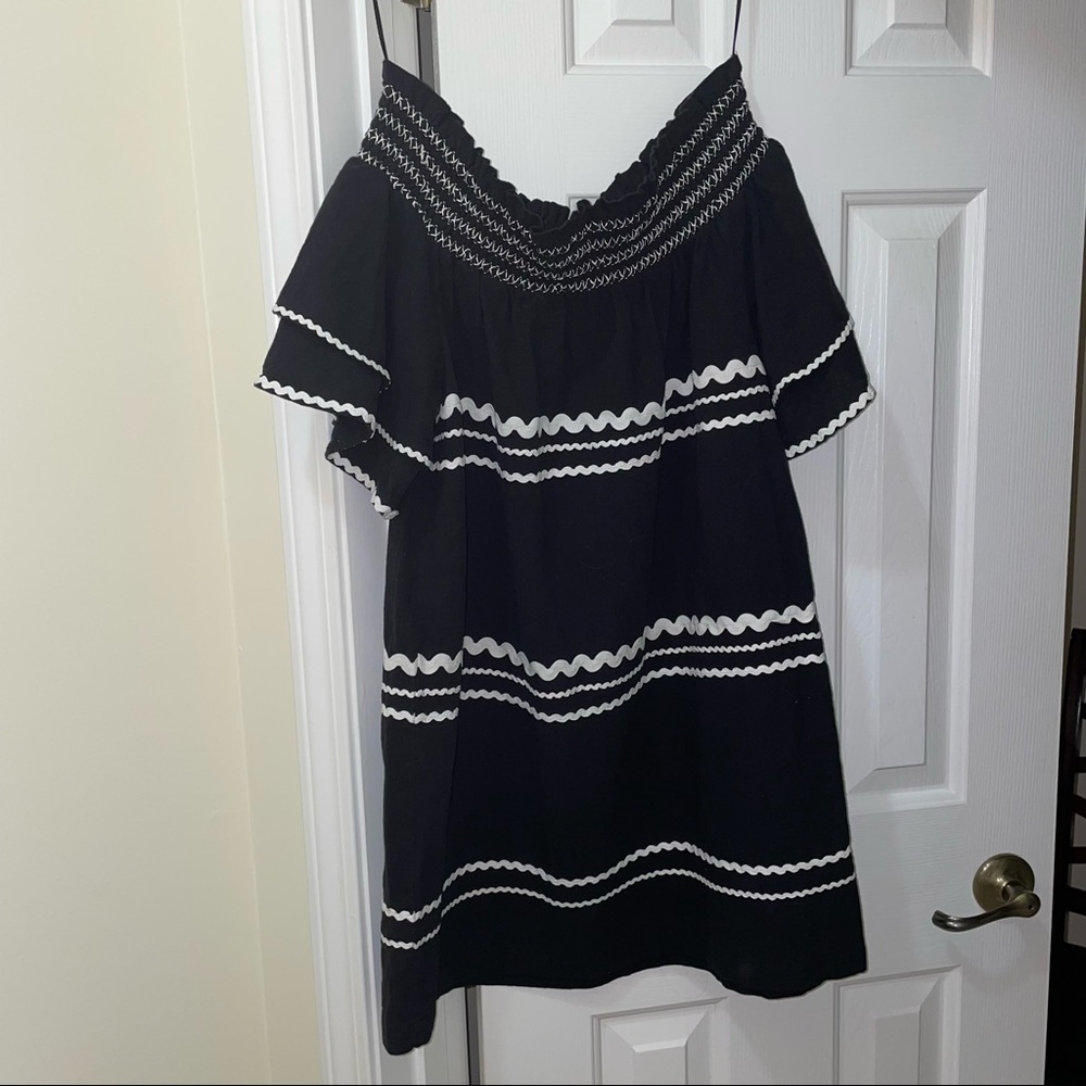 Black and White Off the Shoulder Dress
